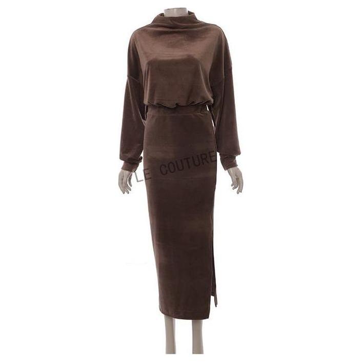 Long Sleeve Top and midi Skirt 2 Piece set.