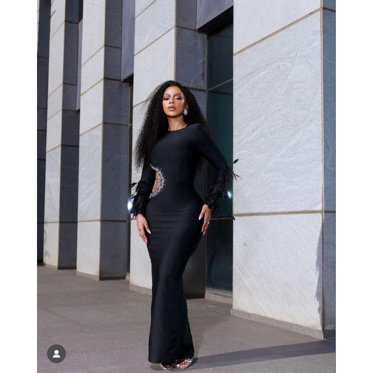 Crystal Beaded Hollow Sexy Round Neck Mermaid Dress.