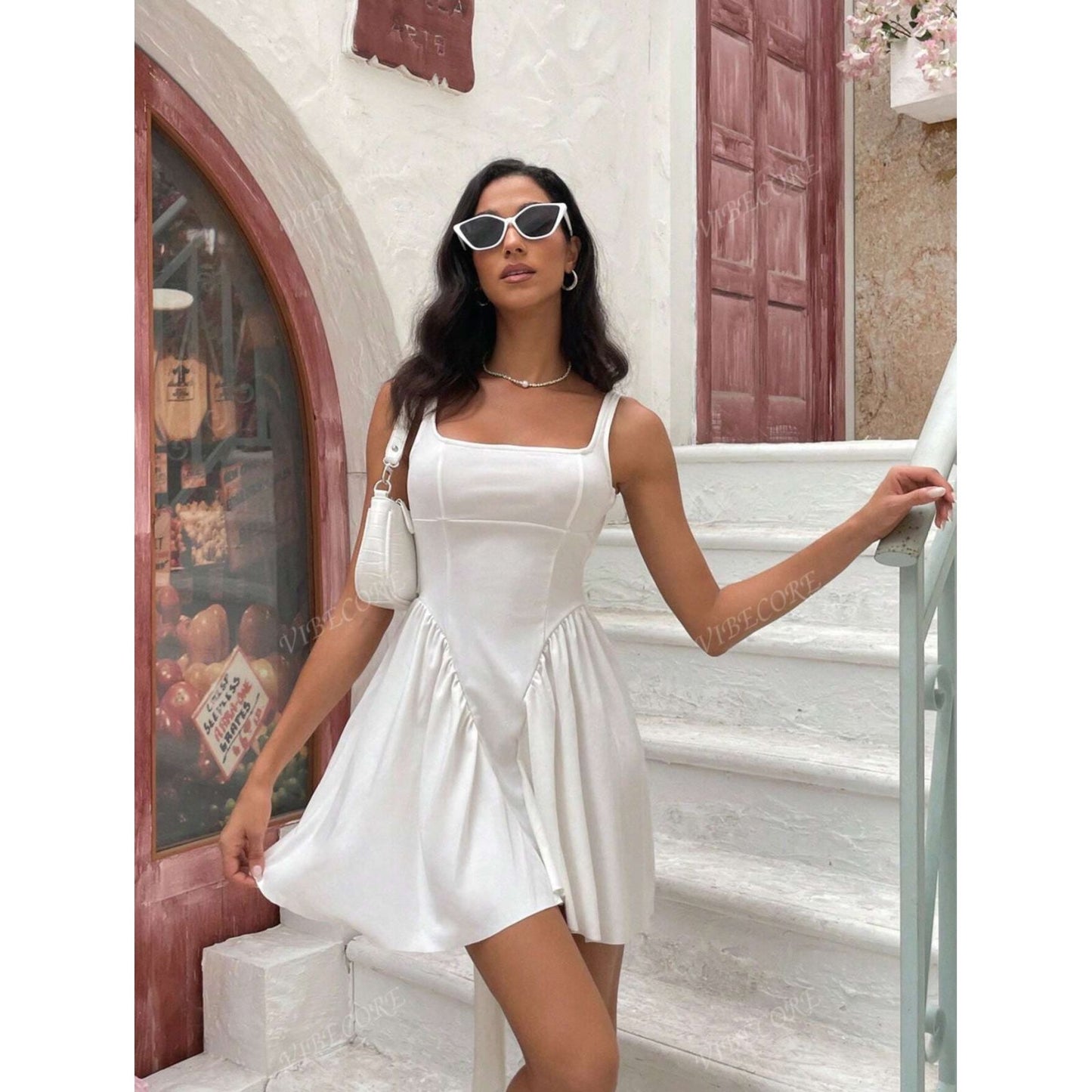 Women's Elegant Festive Knee-Length Swing Party.