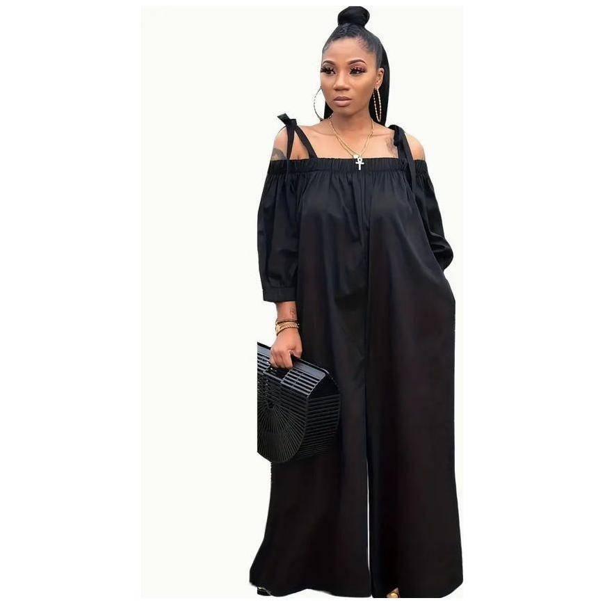 Women's Loose Wide Leg Shoulder Strap Square Neck Short Jumpsuit main image 1