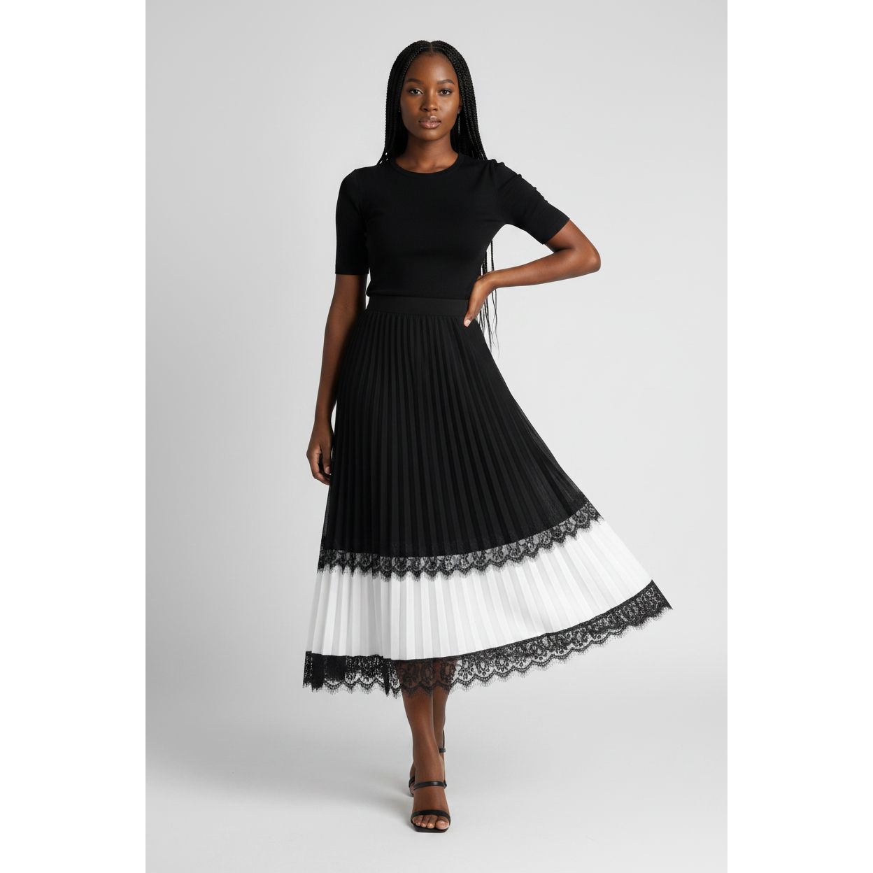 Summer Flowy Hem Pleated Skirt.