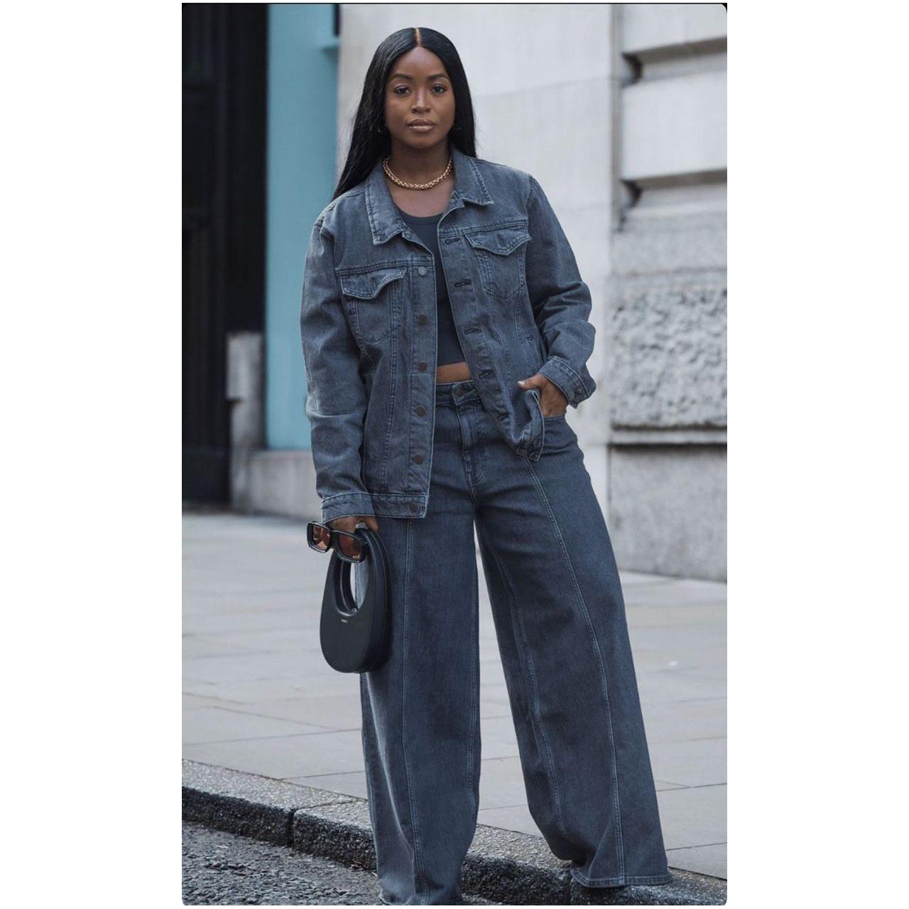 Elegant Cargo Denim Two Piece Set.