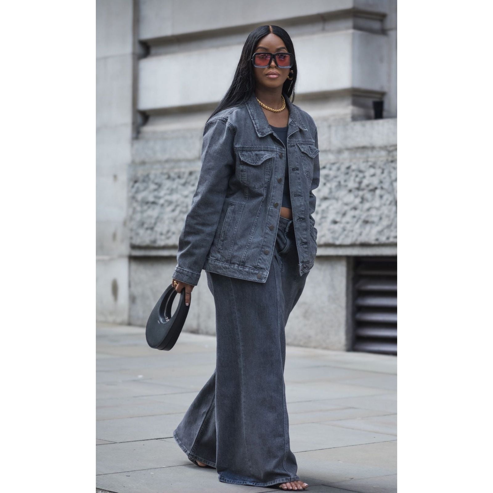 Elegant Cargo Denim Two Piece Set.