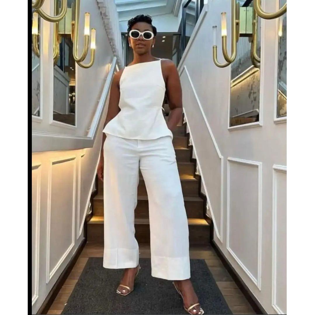 Office Commuting Sleeveless Two-Piece Set.
