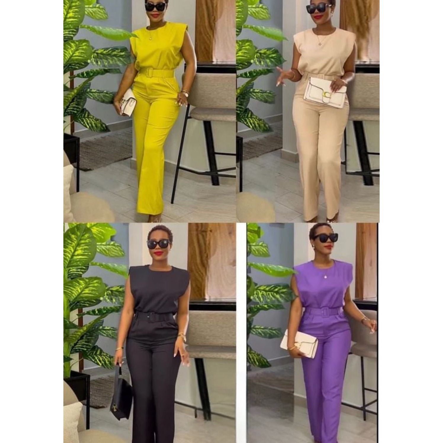 Sleeveless Round Neck Top & Trousers set.