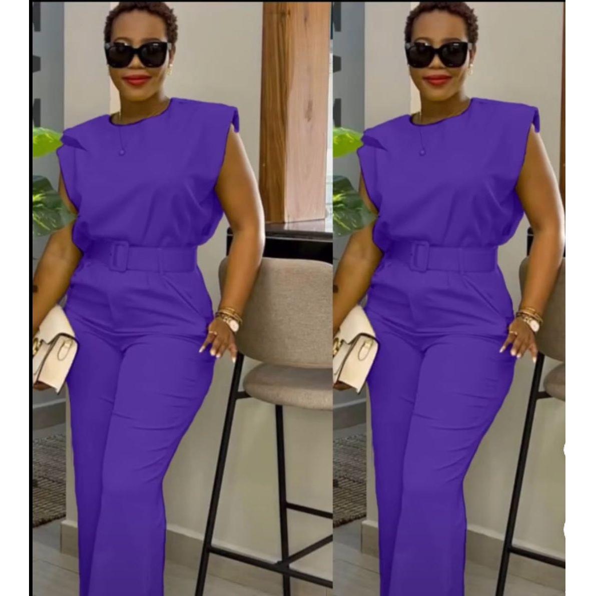 Sleeveless Round Neck Top & Trousers set.