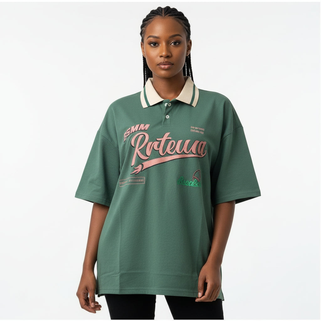 Graphic Contrast Collar Polo Shirt.