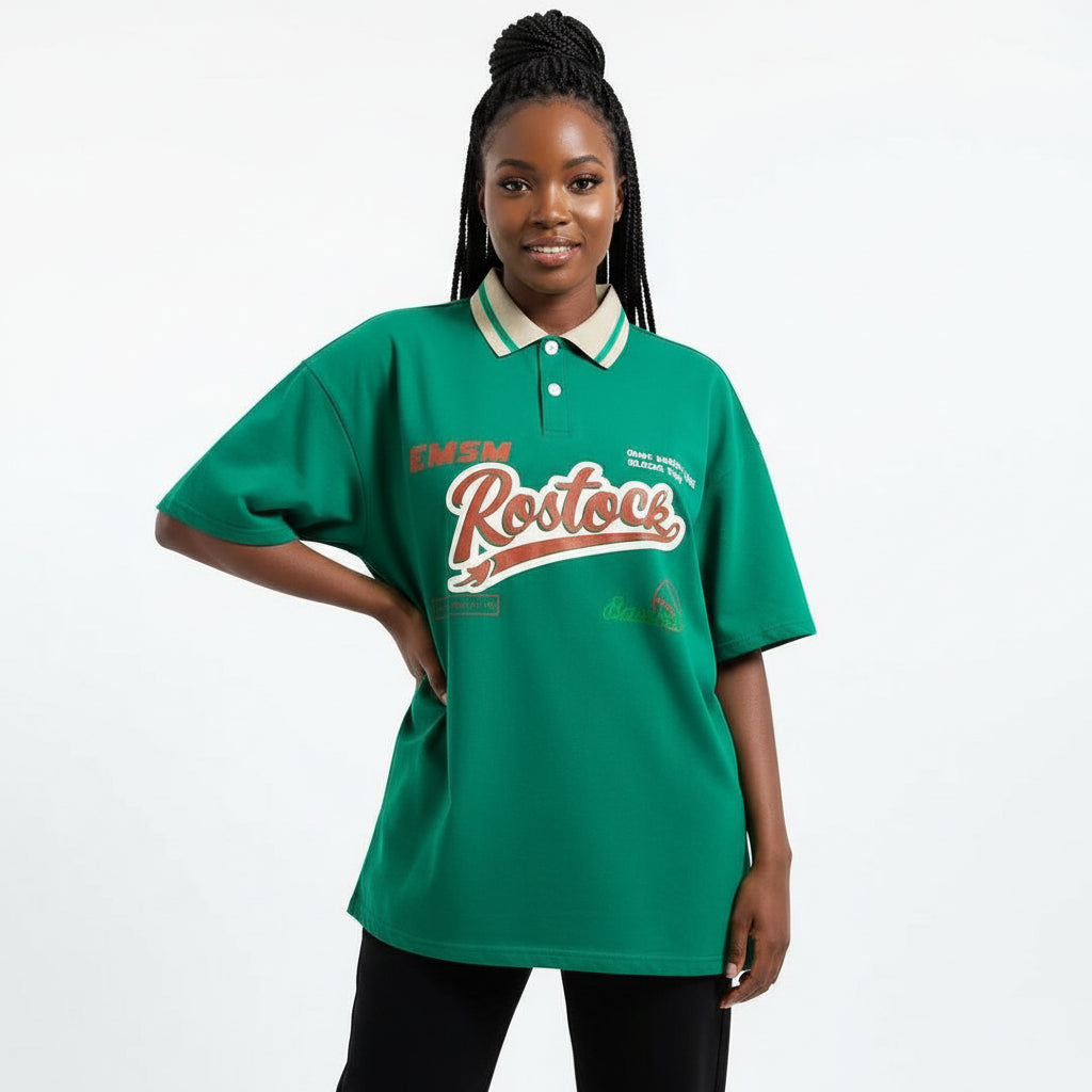 Graphic Contrast Collar Polo Shirt.