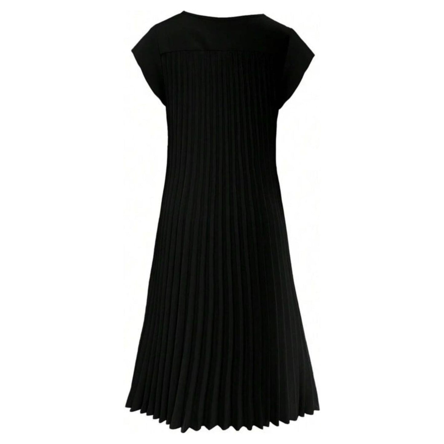 O-Neck sleeveless pleated elegant dress.
