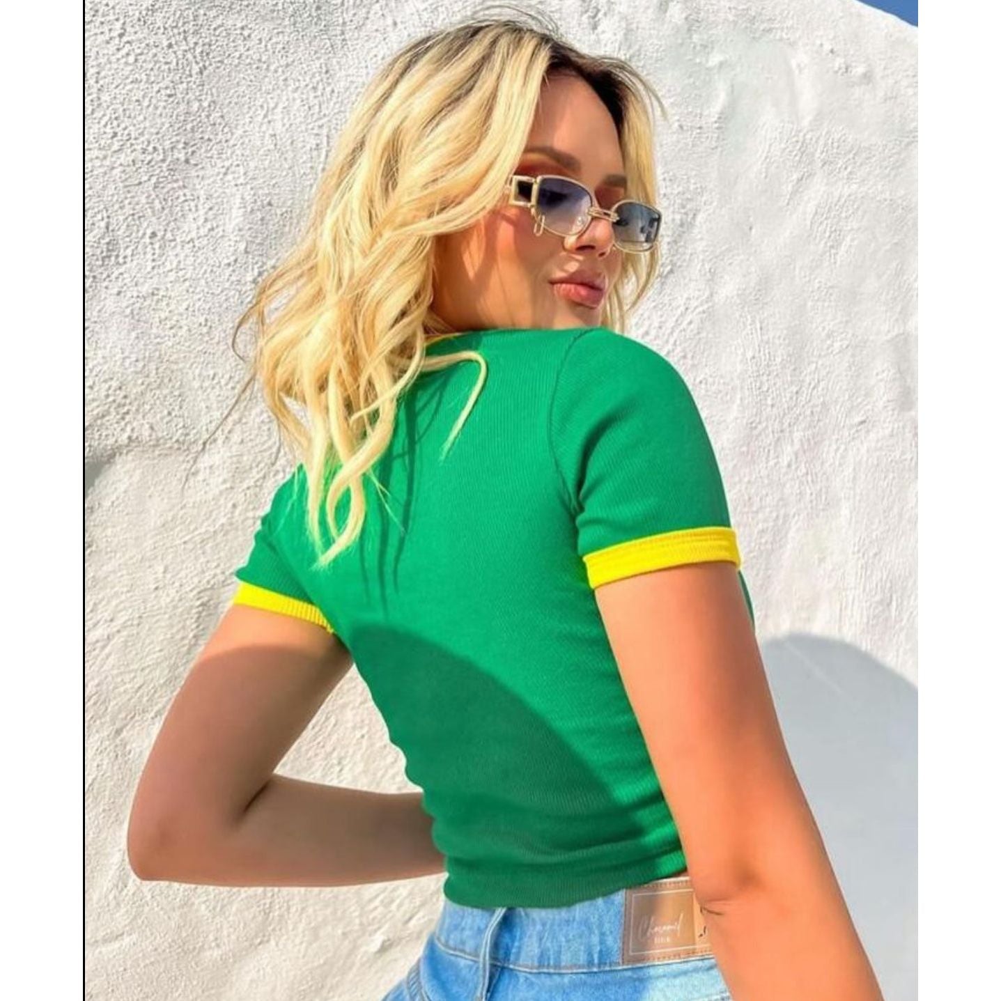 Short Sleeve Brazil Flag Printed Slim Fit T-Shirt.