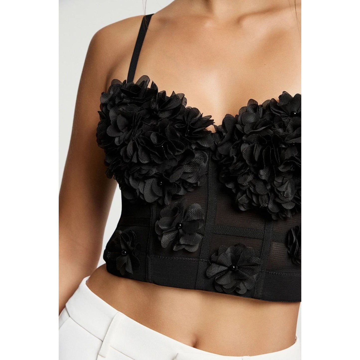 Flower Chest Pad Fishbone Bra.