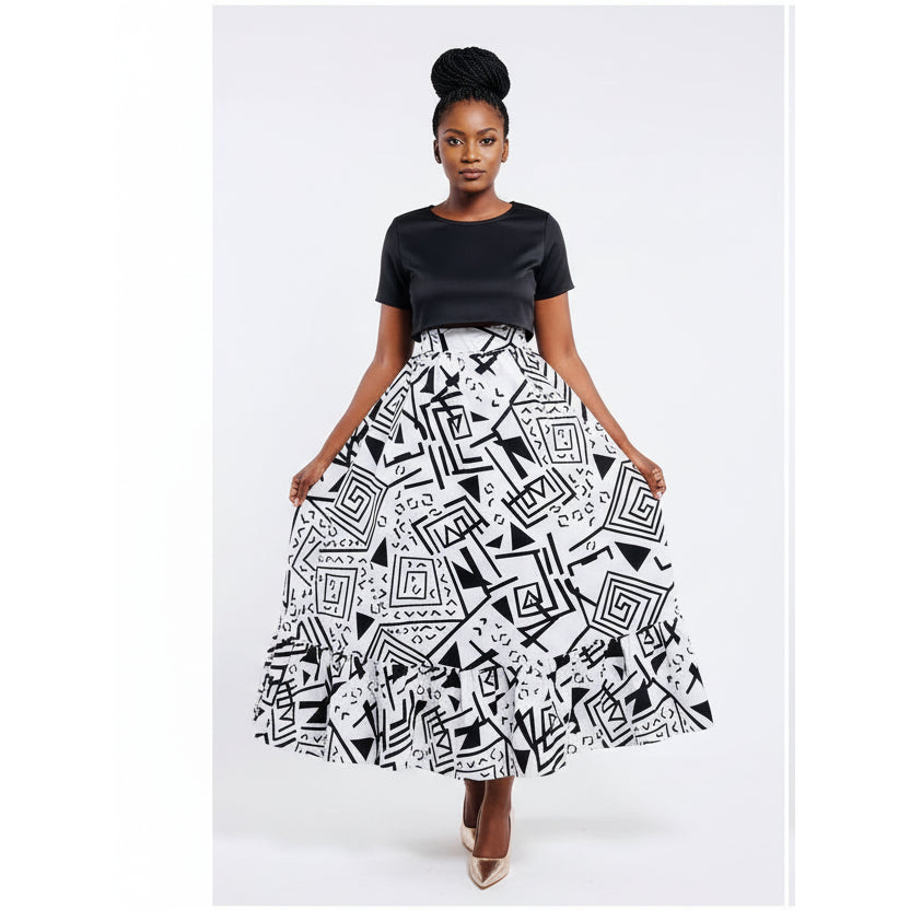 Summer High Waist Long Midi Skirts Set.