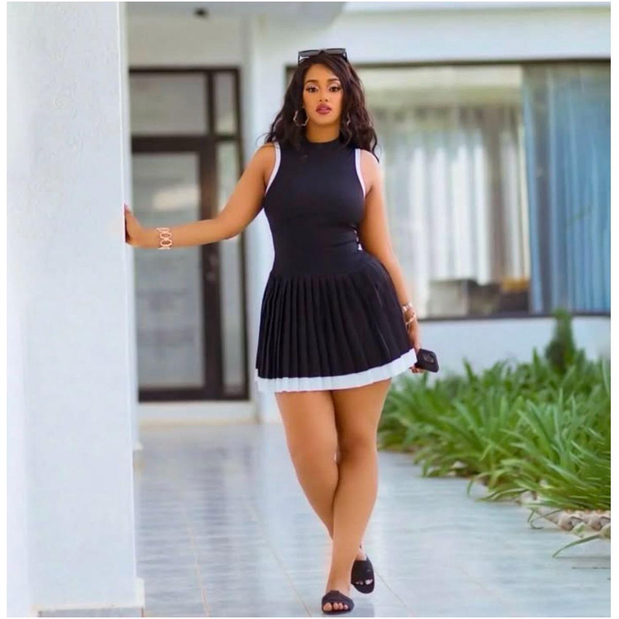 Sexy Sleeveless Mini Pleated Dress