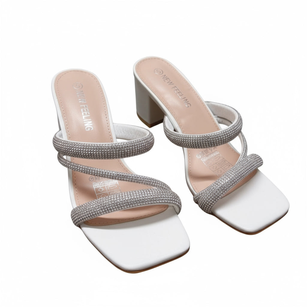 Leather strappy block heel sandals