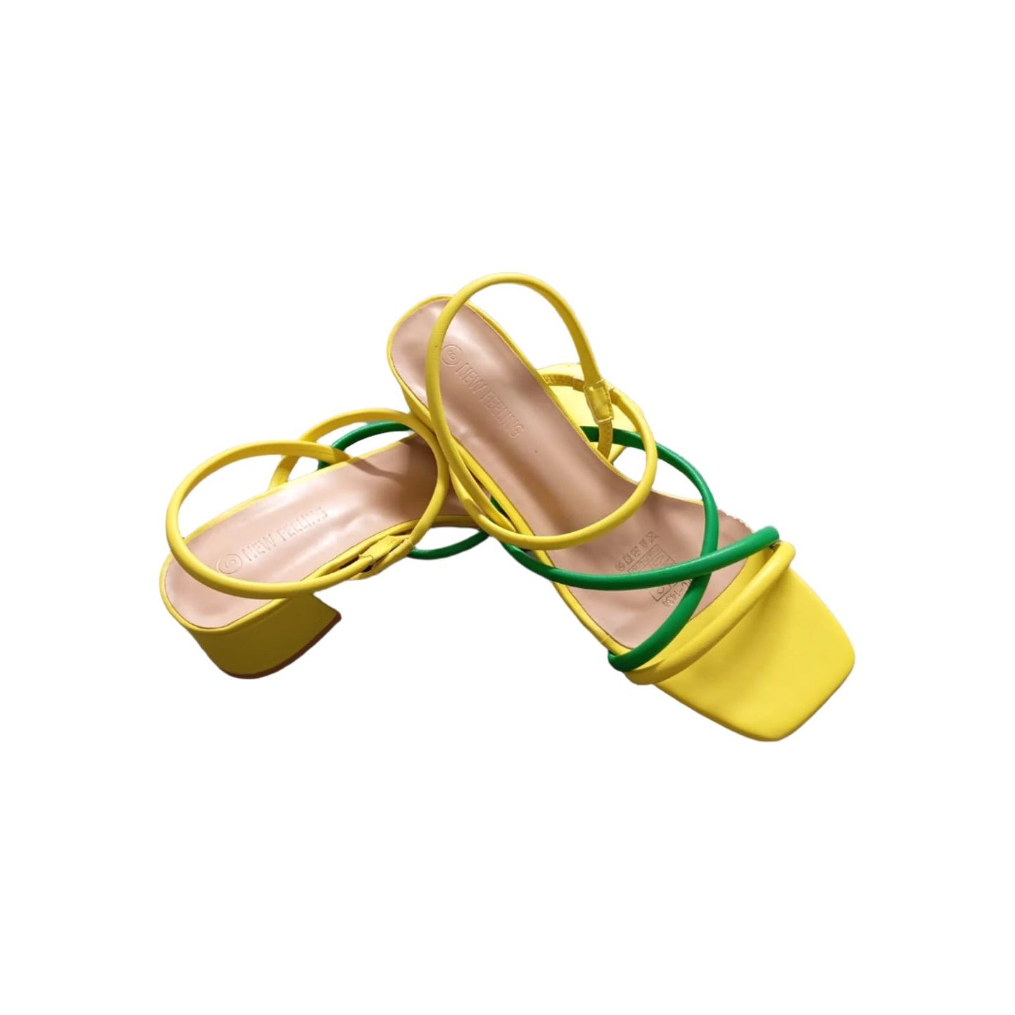 Leather strappy block heel sandals