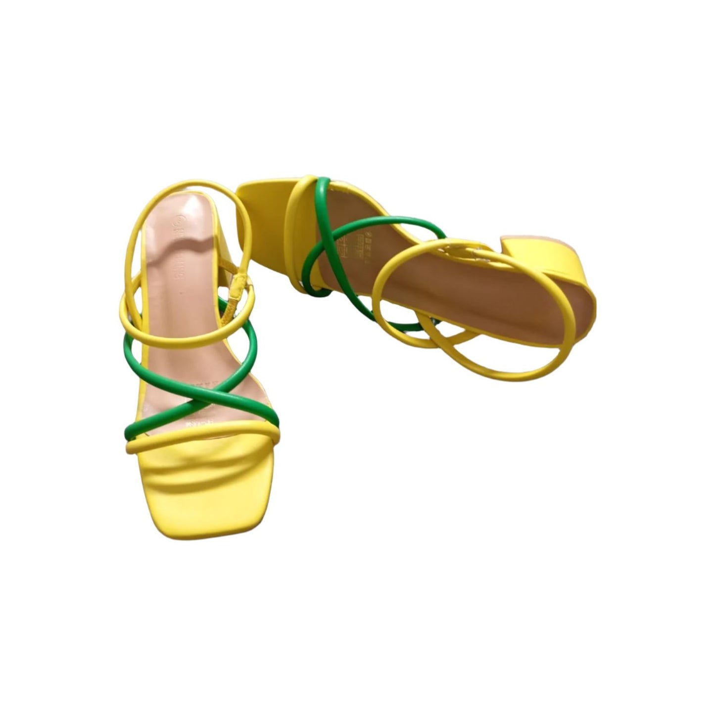 Leather strappy block heel sandals