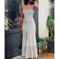 Fashion Stripe Patchwork Knitted Maxi Dresses