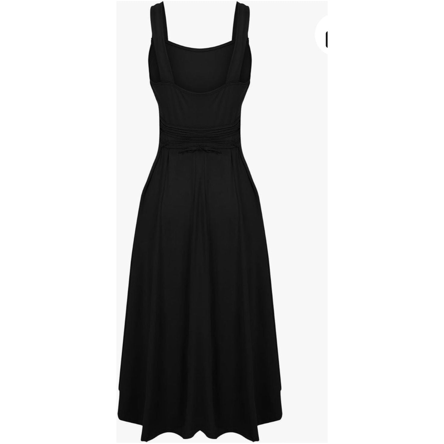 Sleeveless Square Neck Polyester Midi Dress
