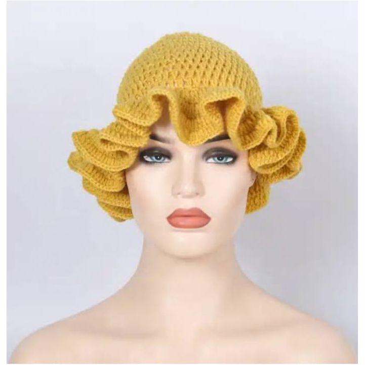 Crochet Pleated Ruffles Knitted Hat