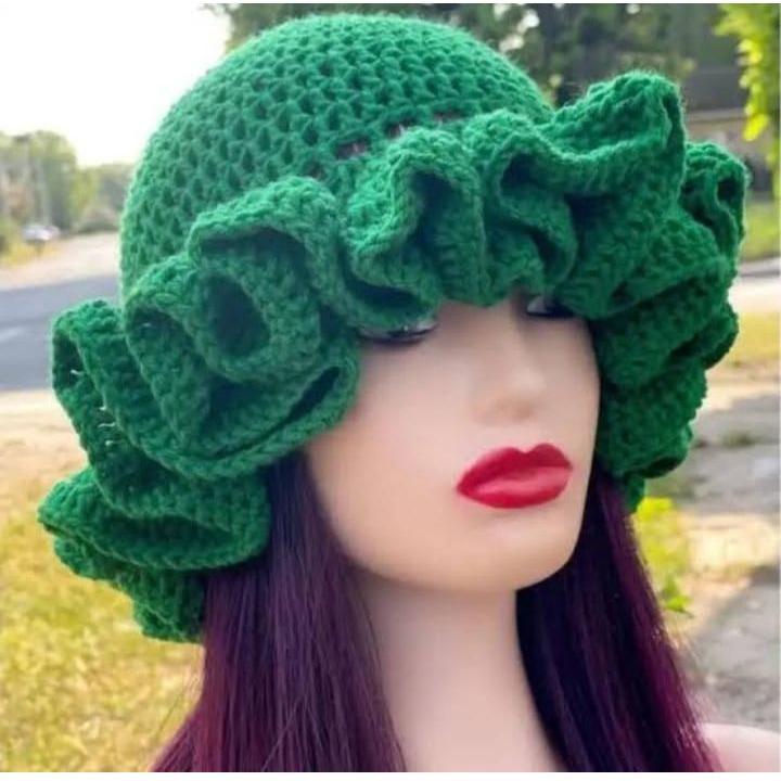 Crochet Pleated Ruffles Knitted Hat