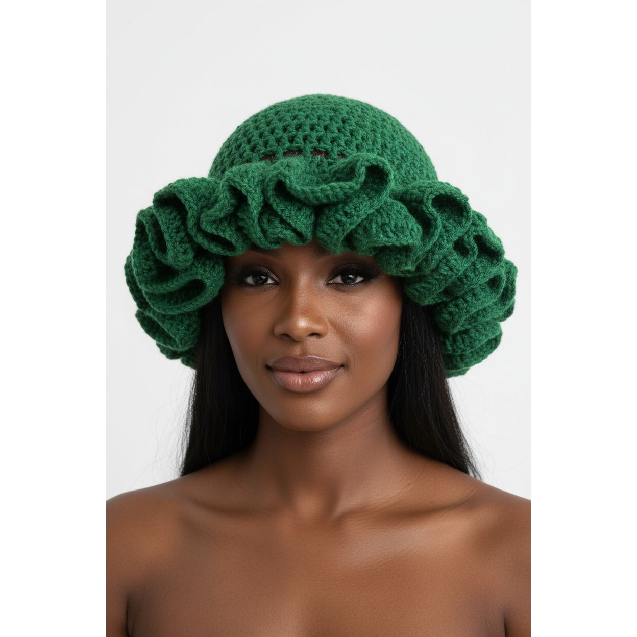 Crochet Pleated Ruffles Knitted Hat