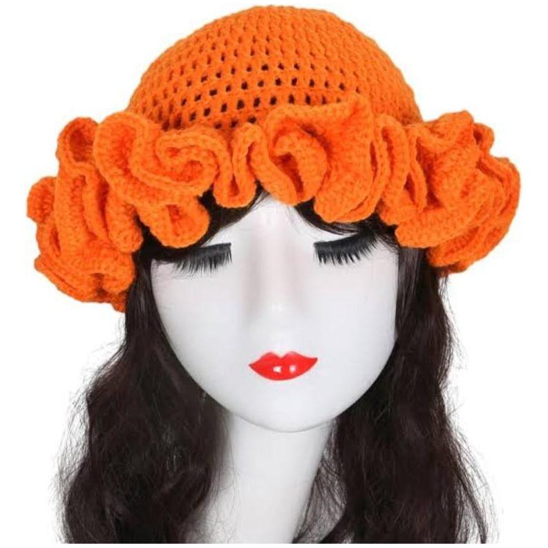 Crochet Pleated Ruffles Knitted Hat