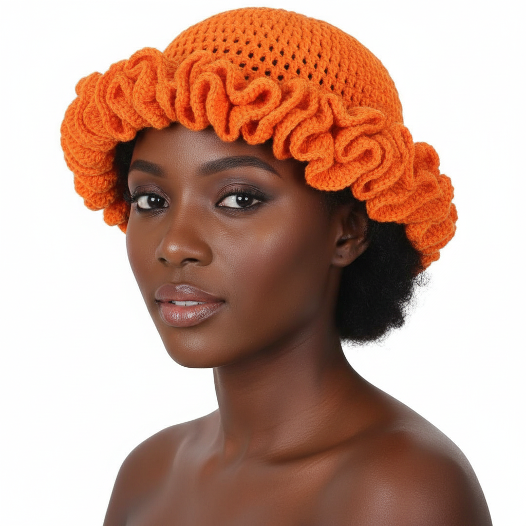 Crochet Pleated Ruffles Knitted Hat