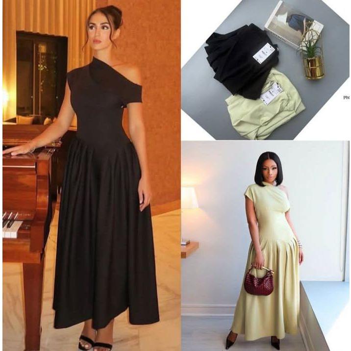 O-Neck Short Sleeve Patchwork Long Dress