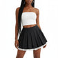 Lace Trim Pleated Mini Skirt