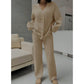 2pcs Casual Lantern Sleeve Cardigan And Pants Set