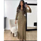 Long Sleeve V-neck Knitted Bodycon Maxi Dress