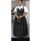 Bubble Sleeve Shirt Collar High Waist Slimming Dress