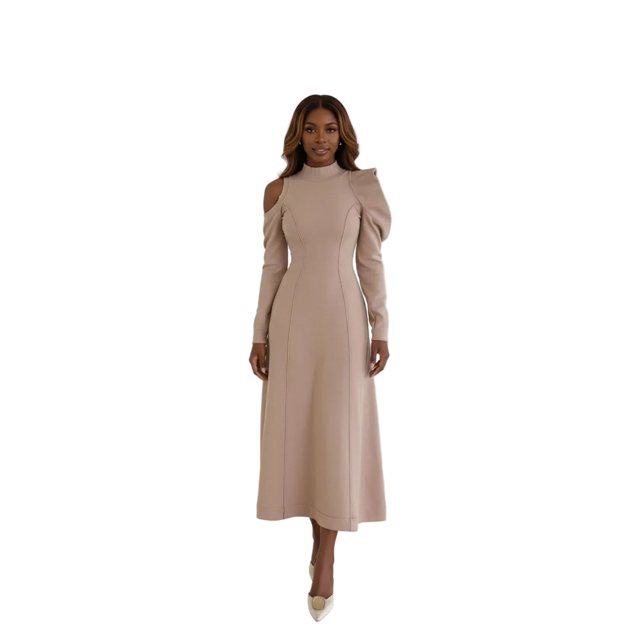 Cold Shoulder Asymmetric Maxi Dress
