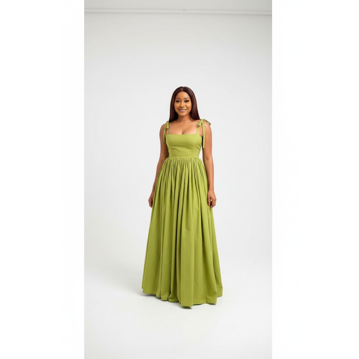 Tie Shoulder Elegant Maxi Dress