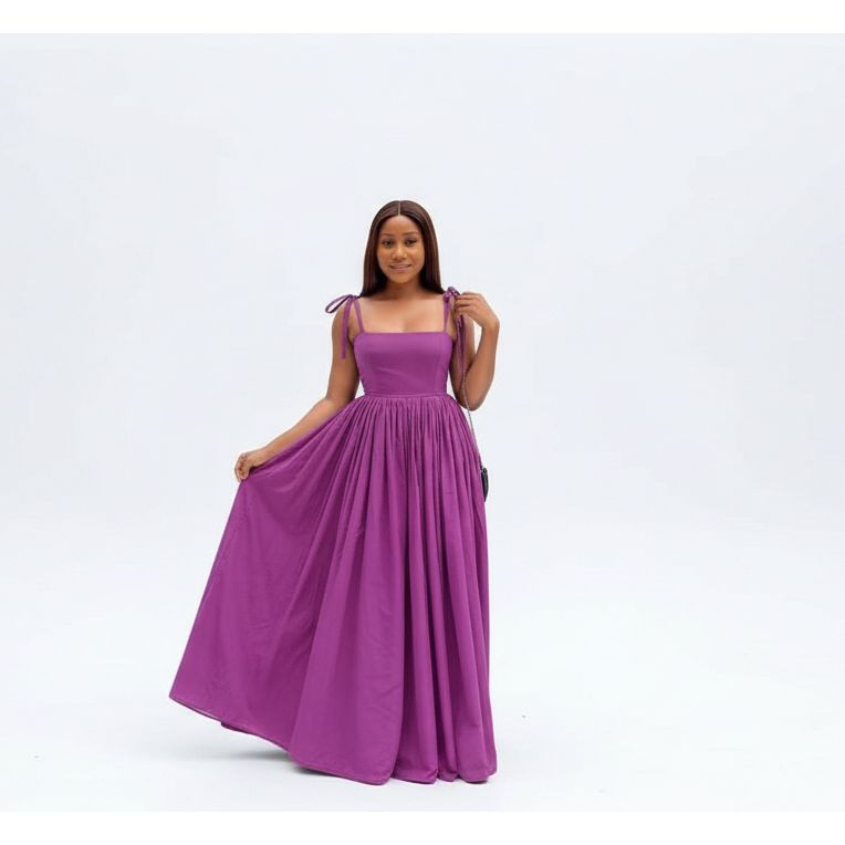 Tie Shoulder Elegant Maxi Dress