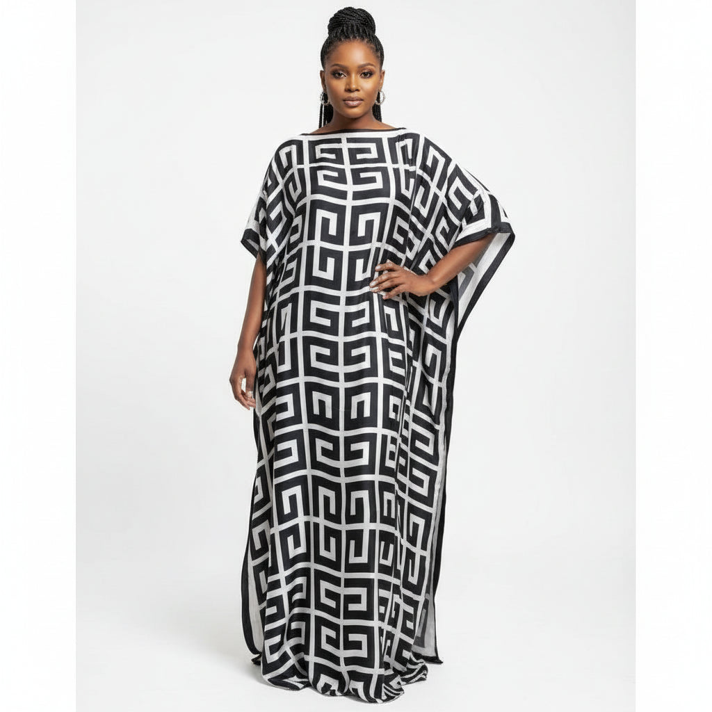 African Dashiki Abaya Print Design Loose Long Dress