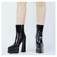 Chunky Platform Thick Leather Heel Boots