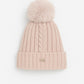 Warm Winter Hat with Faux Fur Bobble Beanie Hat