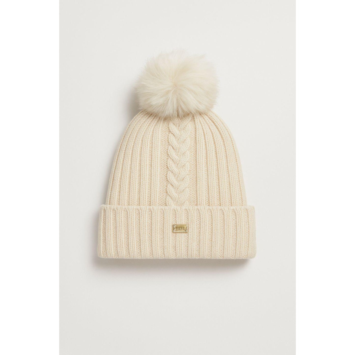 Warm Winter Hat with Faux Fur Bobble Beanie Hat