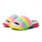 Rainbow Plush Women Fur Slippers