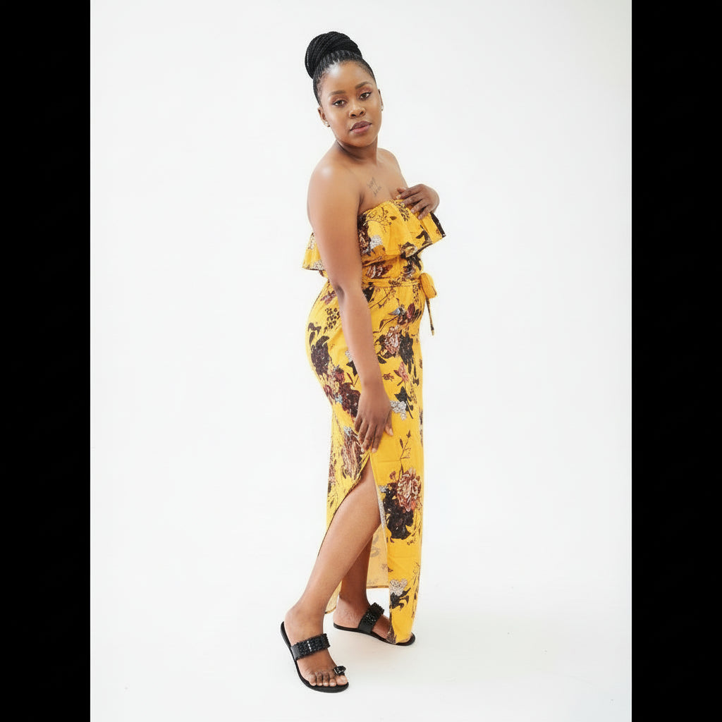 Off-Shoulder Floral Maxi Party Dress