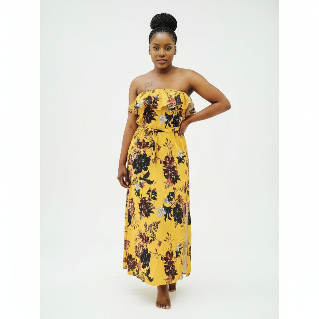 Off-Shoulder Floral Maxi Party Dress