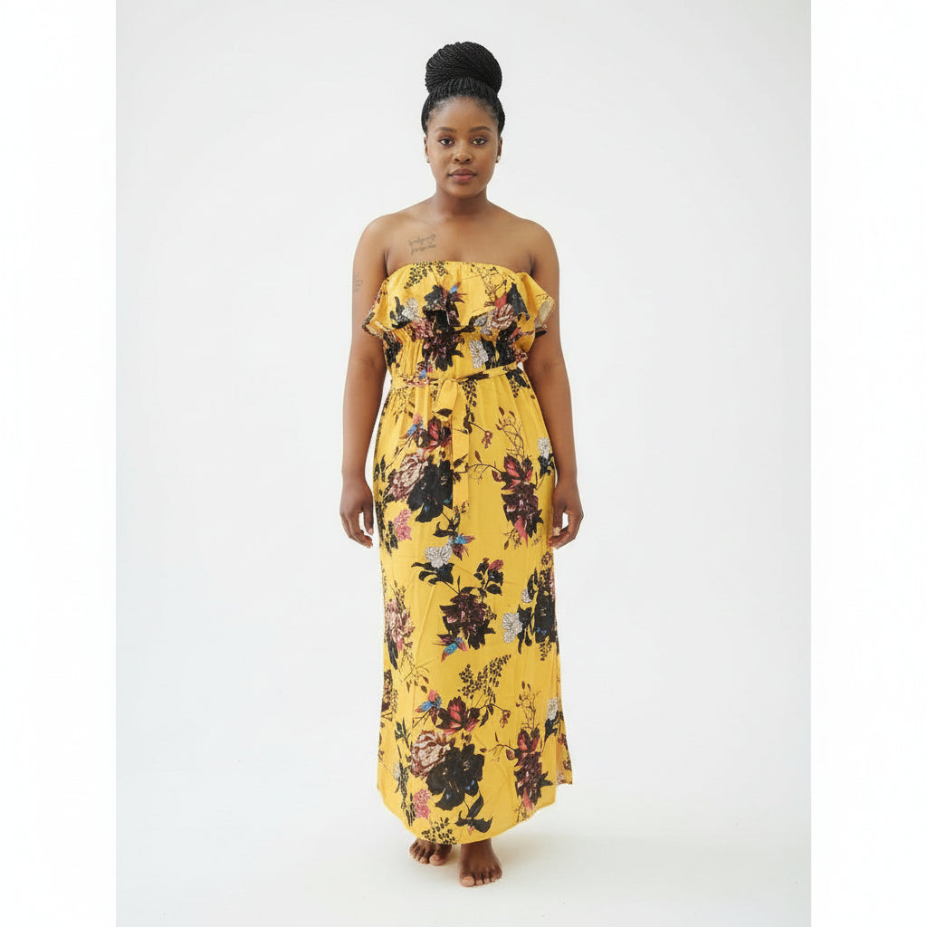 Off-Shoulder Floral Maxi Party Dress