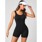 Square Neck Open Back Romper One Piece Tummy Control Short Jumpsuits