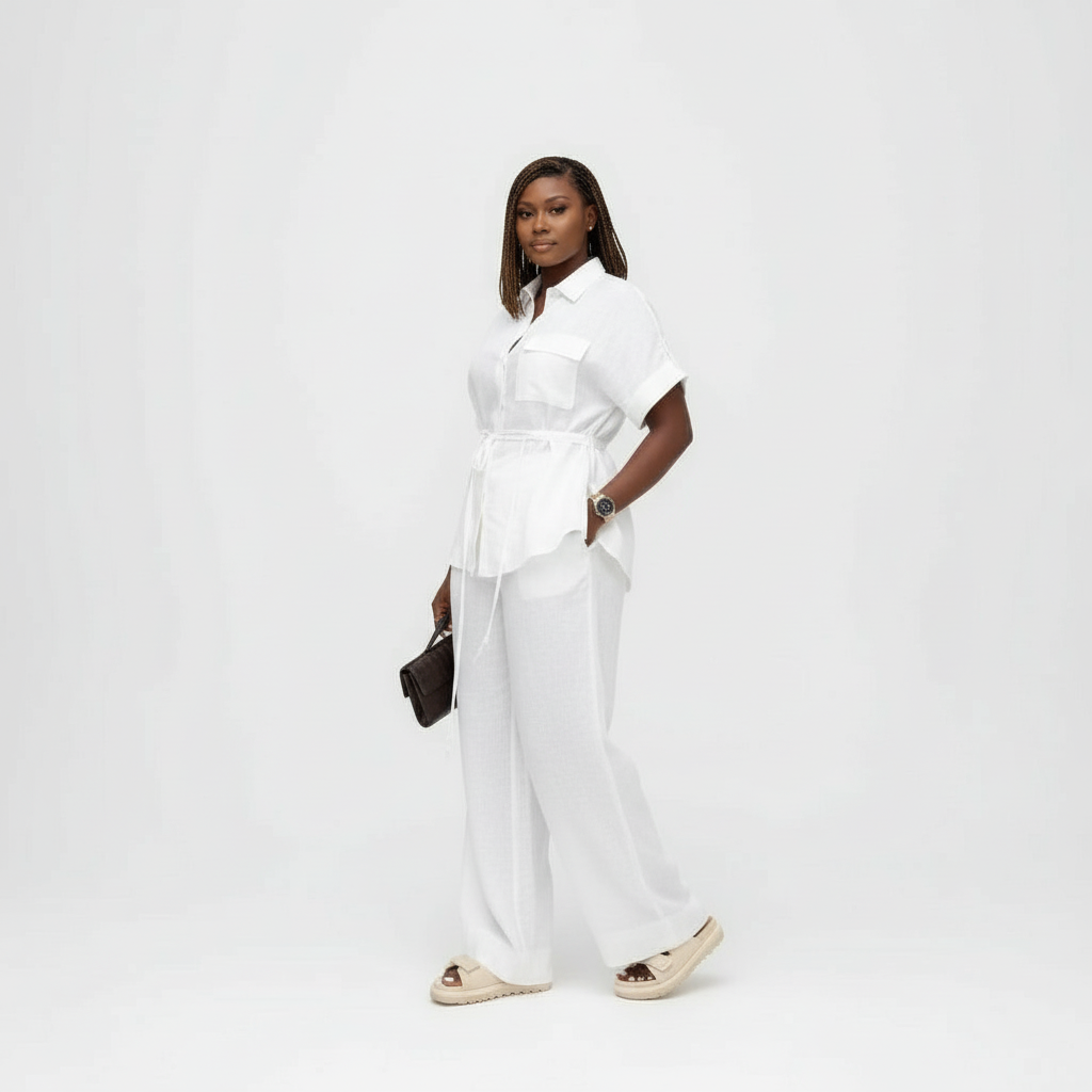 Linen material  formal wear 2 pieces set