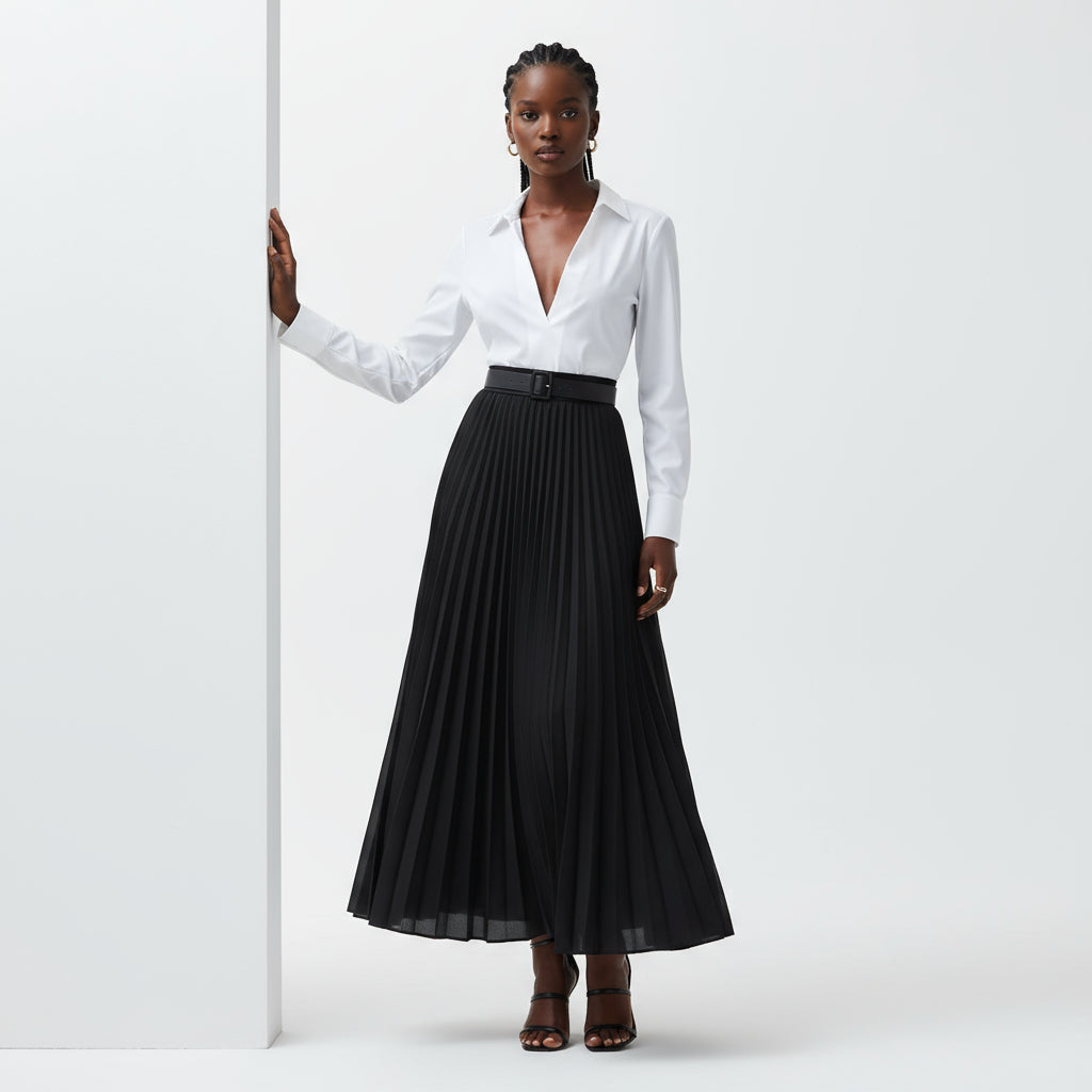 aereアエレ / high-waist tuck skirt high-waist tuck skirt ( grey ) - made in Japan - | aéré