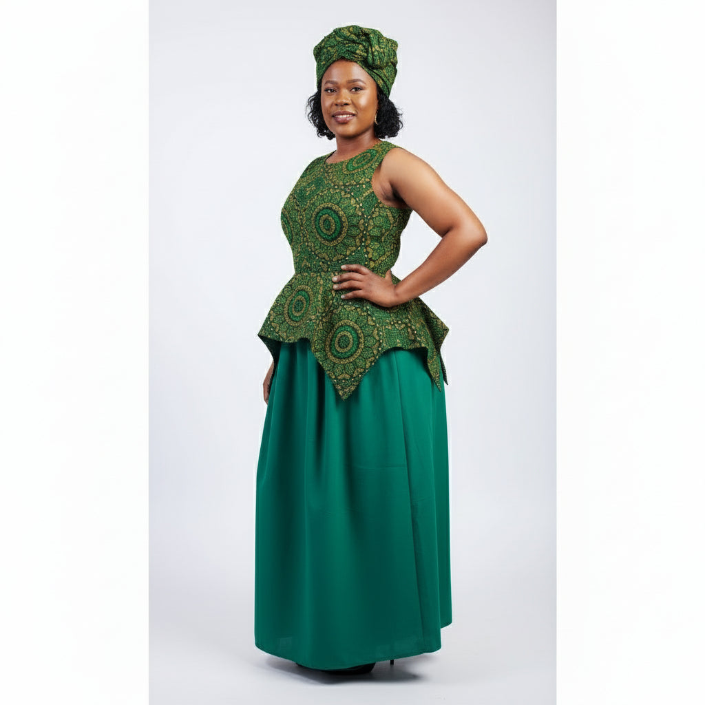 Ankara Sleeveless Tswana Traditional Dress