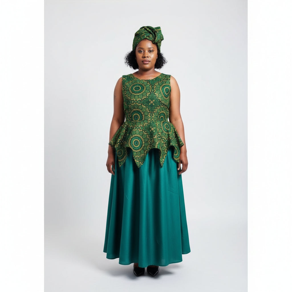Ankara Sleeveless Tswana Traditional Dress