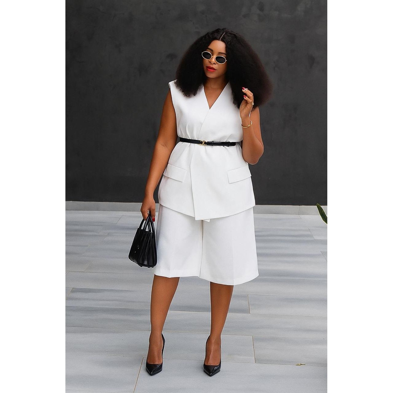 Plus size formal wear high short and waist blazer Set