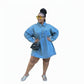 Plus Size ZABA Women’s Denim Dresses Lapel Zip Mini Long Sleeve Dresses